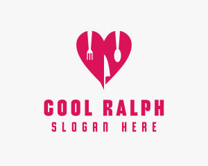 Pink Heart Utensil Restaurant logo design