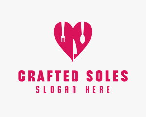 Pink Heart Utensil Restaurant logo design