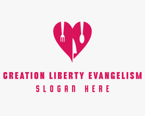 Pink Heart Utensil Restaurant logo design