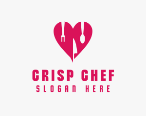 Pink Heart Utensil Restaurant logo design