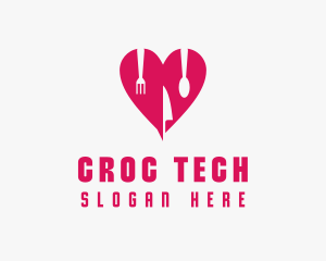 Pink Heart Utensil Restaurant logo design