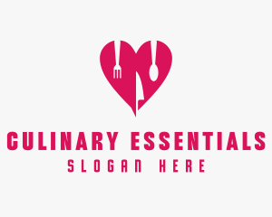 Pink Heart Utensil Restaurant logo design