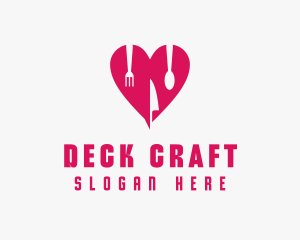 Pink Heart Utensil Restaurant logo design