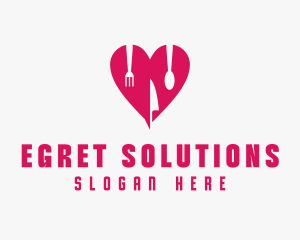 Pink Heart Utensil Restaurant logo design