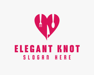 Pink Heart Utensil Restaurant logo design