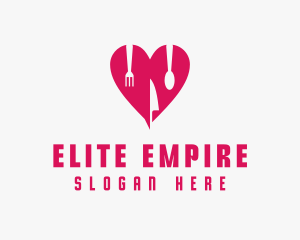 Pink Heart Utensil Restaurant logo design