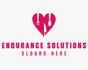 Pink Heart Utensil Restaurant logo design