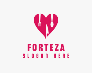 Pink Heart Utensil Restaurant logo design