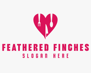 Pink Heart Utensil Restaurant logo design