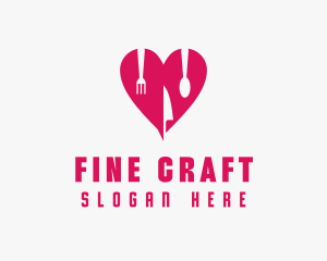 Pink Heart Utensil Restaurant logo design