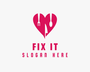 Pink Heart Utensil Restaurant logo design