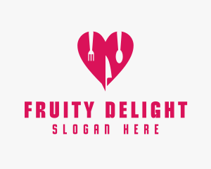 Pink Heart Utensil Restaurant logo design