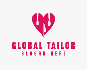 Pink Heart Utensil Restaurant logo design