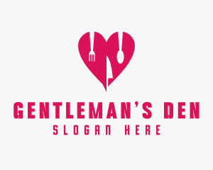 Pink Heart Utensil Restaurant logo design