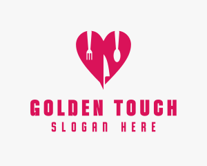 Pink Heart Utensil Restaurant logo design