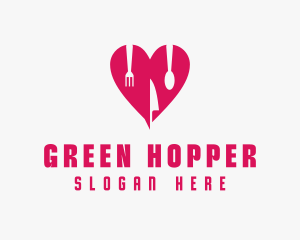 Pink Heart Utensil Restaurant logo design