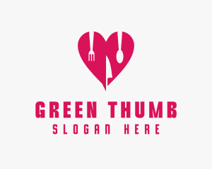 Pink Heart Utensil Restaurant logo design