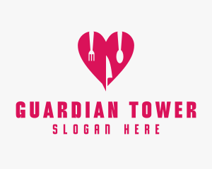 Pink Heart Utensil Restaurant logo design