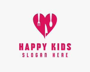 Pink Heart Utensil Restaurant logo design