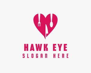 Pink Heart Utensil Restaurant logo design