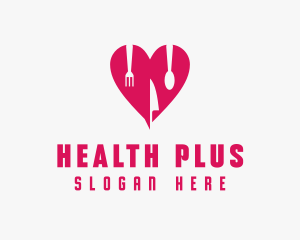 Pink Heart Utensil Restaurant logo design