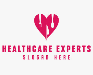 Pink Heart Utensil Restaurant logo design