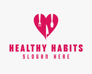 Pink Heart Utensil Restaurant logo design