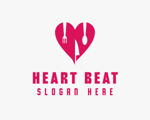 Pink Heart Utensil Restaurant logo design