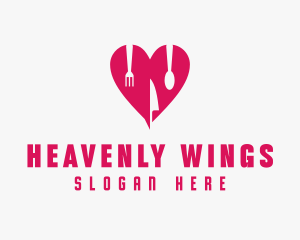 Pink Heart Utensil Restaurant logo design