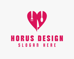 Pink Heart Utensil Restaurant logo design