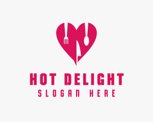 Pink Heart Utensil Restaurant logo design