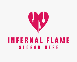 Pink Heart Utensil Restaurant logo design