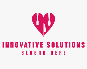 Pink Heart Utensil Restaurant logo design