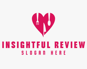 Pink Heart Utensil Restaurant logo design