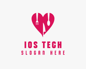 Pink Heart Utensil Restaurant logo design