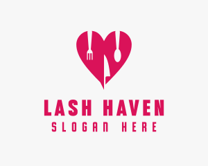 Pink Heart Utensil Restaurant logo design