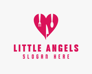 Pink Heart Utensil Restaurant logo design