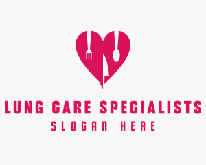 Pink Heart Utensil Restaurant logo design