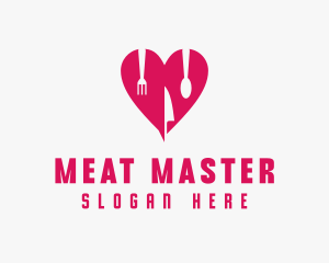 Pink Heart Utensil Restaurant logo design