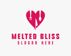 Pink Heart Utensil Restaurant logo design