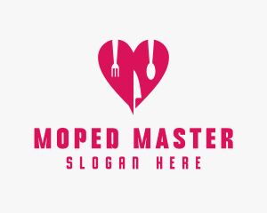 Pink Heart Utensil Restaurant logo design