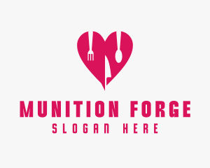 Pink Heart Utensil Restaurant logo design