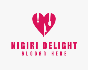 Pink Heart Utensil Restaurant logo design