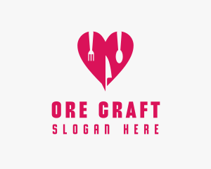 Pink Heart Utensil Restaurant logo design