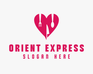 Pink Heart Utensil Restaurant logo design