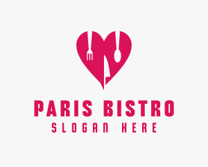 Pink Heart Utensil Restaurant logo design