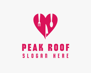 Pink Heart Utensil Restaurant logo design