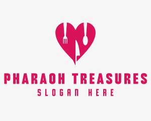 Pink Heart Utensil Restaurant logo design