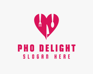 Pink Heart Utensil Restaurant logo design