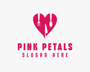 Pink Heart Utensil Restaurant logo design